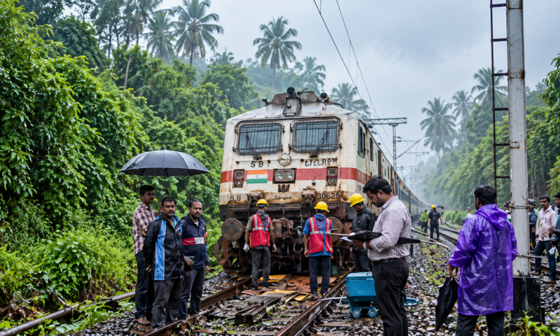 തിരുവനന്തപുരം പാറശ്ശാലയിൽ മണ്ണിടിഞ്ഞ് വീണ് നിരവധി യാത്രക്കാരുമായി പോയ ട്രെയിൻ പാളം തെറ്റി